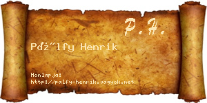 Pálfy Henrik névjegykártya